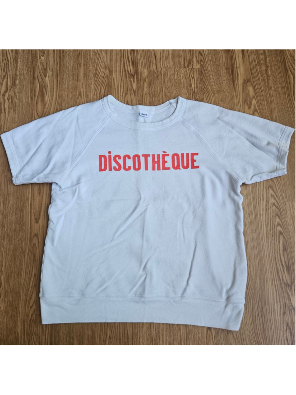 Clare V. Discotheque Dance Club White Short Sleeve Graphic Sweatshirt